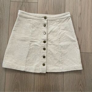 Forever 21 Cream Button-Front A-Line Skirt